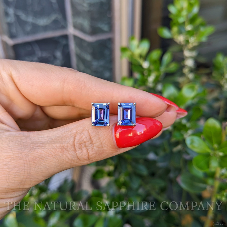 4.11 Ct.Tw. Violet Tanzanite Studs Earrings, 14K White Gold