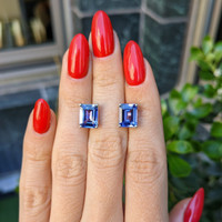 4.11&nbsp;Ct.Tw.Total Carat Weight Violet Tanzanite Studs Earrings, 14K White Gold Life Style