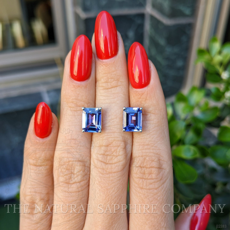 4.11 Ct.Tw. Violet Tanzanite Studs Earrings, 14K White Gold