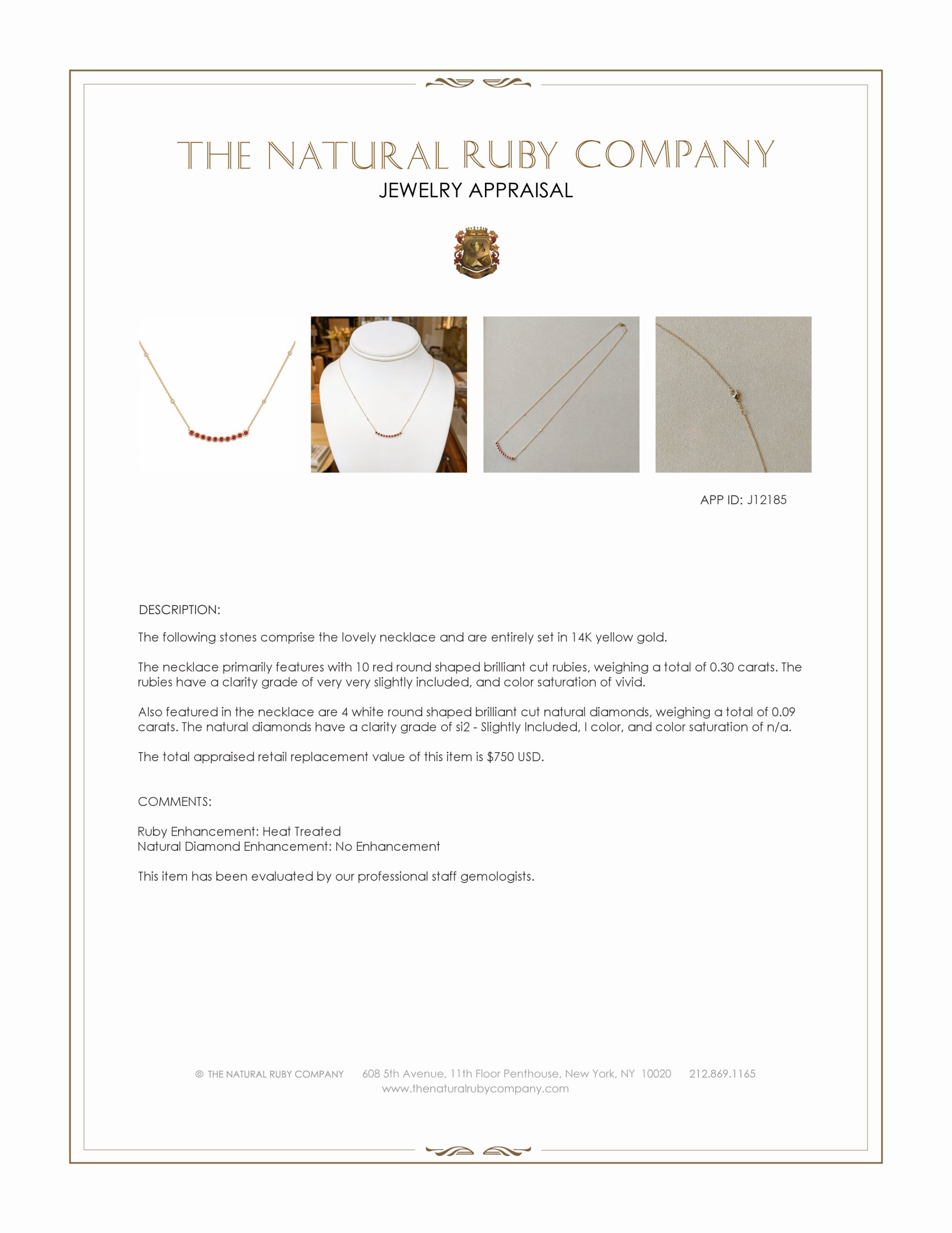 0.30 Ct. Ruby and Natural Diamond Bezel Necklace, 14K Yellow Gold