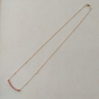 0.30 Ct. Ruby and Natural Diamond Bezel Necklace, 14K Yellow Gold Image