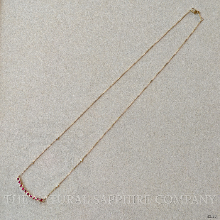 0.30 Ct. Ruby and Natural Diamond Bezel Necklace, 14K Yellow Gold