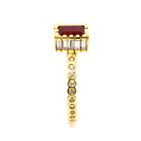 0.86 Ct. Red Red Beryl and Natural Diamond Pave Ring, 18K Yellow Gold Image