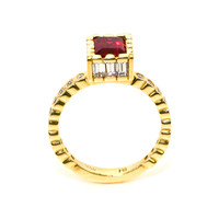 0.86 Ct. Red Red Beryl and Natural Diamond Pave Ring, 18K Yellow Gold Image