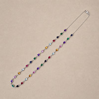 0.66&nbsp;Ct.Tw.Total Carat Weight Mixed Sapphire, Emerald, Purple Amethyst, Yellow Citrine, Sky Blue Aquamarine and Ruby Accent Stones Necklace, 14K White Gold Image