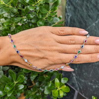 0.66&nbsp;Ct.Tw.Total Carat Weight Mixed Sapphire, Emerald, Purple Amethyst, Yellow Citrine, Sky Blue Aquamarine and Ruby Accent Stones Necklace, 14K White Gold Life Style