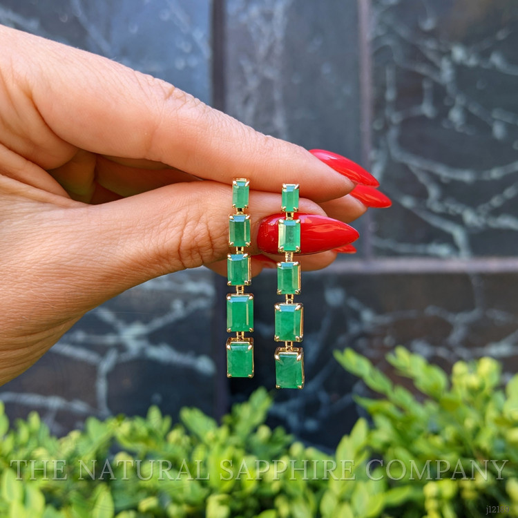 1.75 Ct.Tw. Emerald Drops Earrings, 14K Yellow Gold