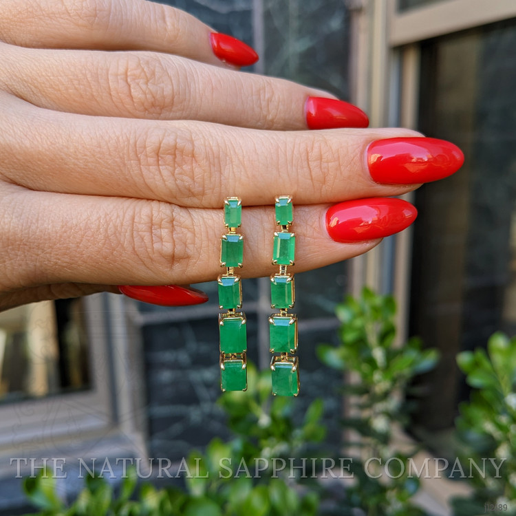 1.75 Ct.Tw. Emerald Drops Earrings, 14K Yellow Gold