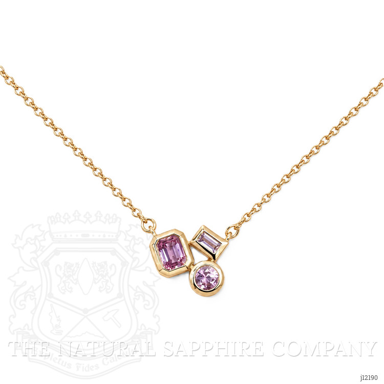 1.13 Ct.Tw. Pinkish Purple Sapphire and Pink Sapphire Accent Stones Necklace, 14K Yellow Gold