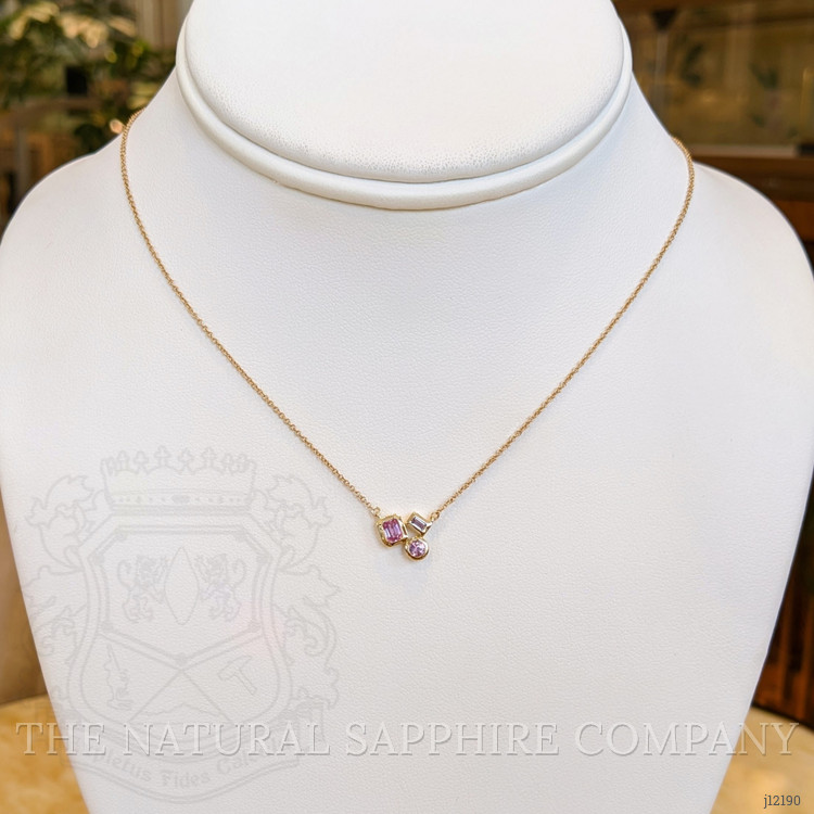 1.13 Ct.Tw. Pinkish Purple Sapphire and Pink Sapphire Accent Stones Necklace, 14K Yellow Gold