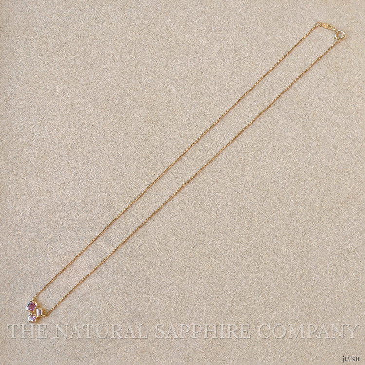 1.13 Ct.Tw. Pinkish Purple Sapphire and Pink Sapphire Accent Stones Necklace, 14K Yellow Gold