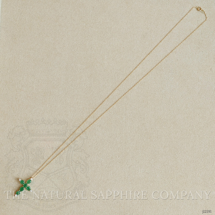 0.96 Ct. Emerald and Natural Diamond Accent Stones Pendant, 14K Yellow Gold