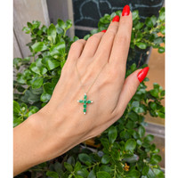 0.96 Ct. Emerald and Natural Diamond Accent Stones Pendant, 14K Yellow Gold Life Style
