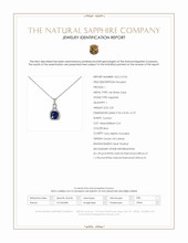 2.81 Ct. Blue Sapphire and Natural Diamond Halo Pendant, 14K White Gold Scan Report
