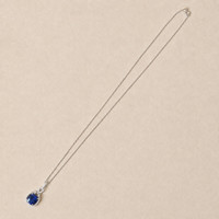 2.81 Ct. Blue Sapphire and Natural Diamond Halo Pendant, 14K White Gold Image