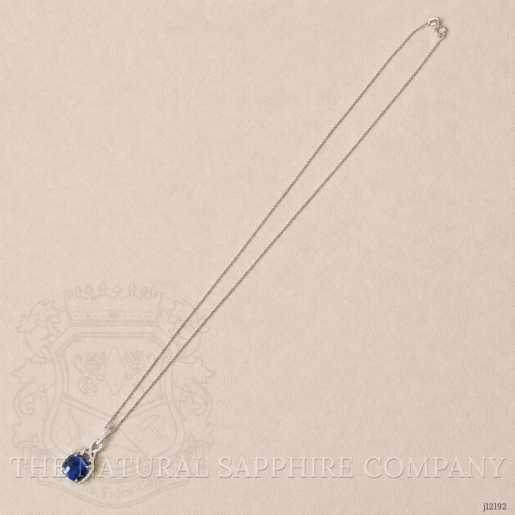 2.81 Ct. Blue Sapphire and Natural Diamond Halo Pendant, 14K White Gold