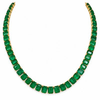 25.60 Ct. Emerald Accent Stones Necklace, 18K Yellow Gold Image