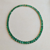 25.60 Ct. Emerald Accent Stones Necklace, 18K Yellow Gold Image