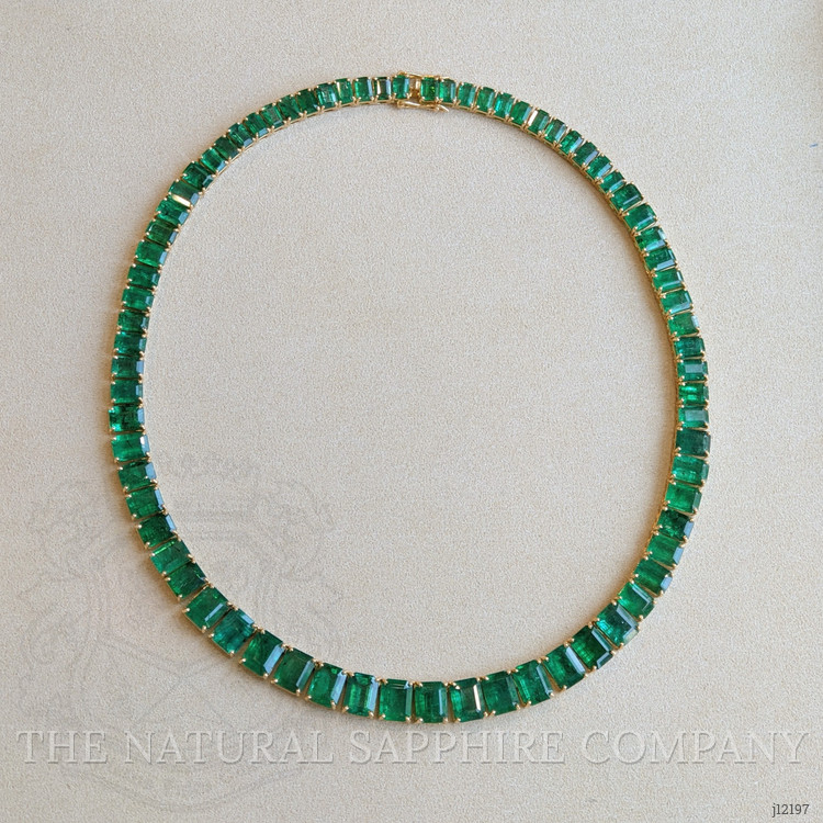 25.60 Ct. Emerald Accent Stones Necklace, 18K Yellow Gold