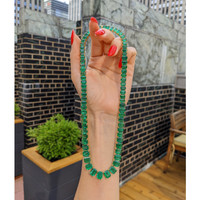 25.60 Ct. Emerald Accent Stones Necklace, 18K Yellow Gold Life Style