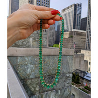 25.60 Ct. Emerald Accent Stones Necklace, 18K Yellow Gold Life Style