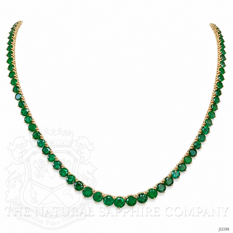 25.96 Ct. Emerald Accent Stones Necklace, 18K Yellow Gold