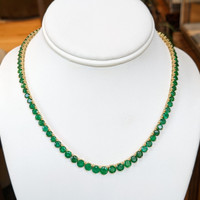 25.96 Ct. Emerald Accent Stones Necklace, 18K Yellow Gold Image