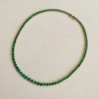 25.96 Ct. Emerald Accent Stones Necklace, 18K Yellow Gold Image