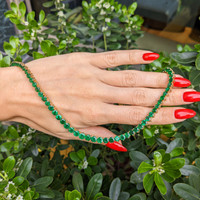 25.96 Ct. Emerald Accent Stones Necklace, 18K Yellow Gold Life Style