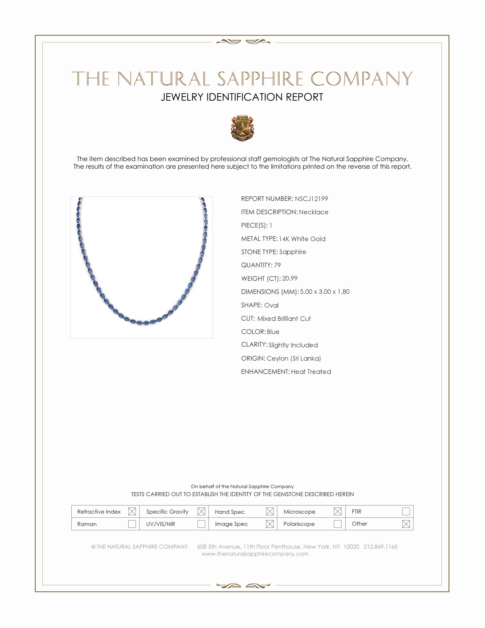 20.99 Ct. Blue Sapphire Accent Stones Necklace, 14K White Gold