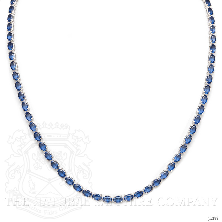 20.99 Ct. Blue Sapphire Accent Stones Necklace, 14K White Gold