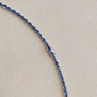 20.99 Ct. Blue Sapphire Accent Stones Necklace, 14K White Gold Image
