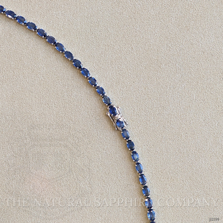 20.99 Ct. Blue Sapphire Accent Stones Necklace, 14K White Gold