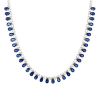 21.52 Ct.Tw. Sapphire and Diamond 14K White Gold necklace