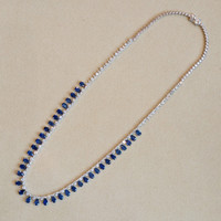 21.52&nbsp;Ct.Tw.Total Carat Weight Blue Sapphire and Natural Diamond Pave Necklace, 14K White Gold Image