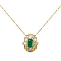 0.59 Ct. Emerald 14K Yellow Gold necklace