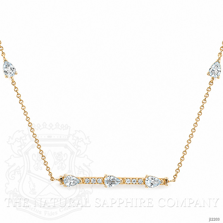 0.74 Ct. Blue Aquamarine and Bluish Green Aquamarine Accent Stones Necklace, 14K Yellow Gold