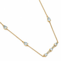 0.74 Ct. Blue Aquamarine and Bluish Green Aquamarine Accent Stones Necklace, 14K Yellow Gold Image