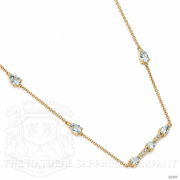 0.74 Ct. Blue Aquamarine and Bluish Green Aquamarine Accent Stones Necklace, 14K Yellow Gold