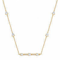 0.74 Ct. Blue Aquamarine and Bluish Green Aquamarine Accent Stones Necklace, 14K Yellow Gold Image