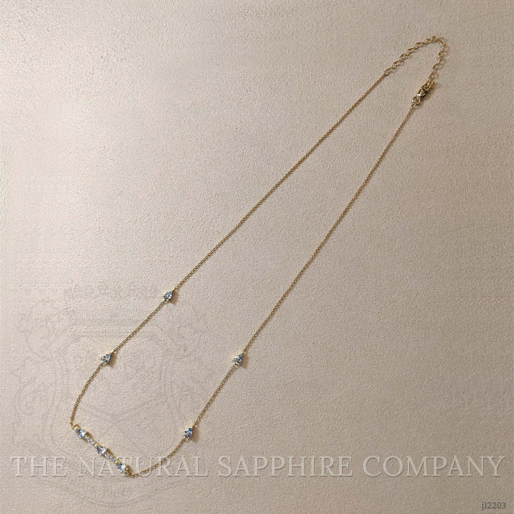 0.74 Ct. Blue Aquamarine and Bluish Green Aquamarine Accent Stones Necklace, 14K Yellow Gold