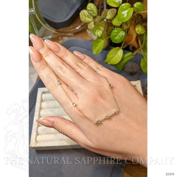 0.74 Ct. Blue Aquamarine and Bluish Green Aquamarine Accent Stones Necklace, 14K Yellow Gold