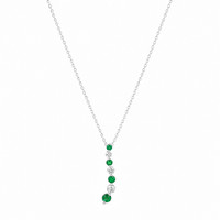 0.27 Ct. Emerald and Natural Diamond Accent Stones Necklace, 14K White Gold Image