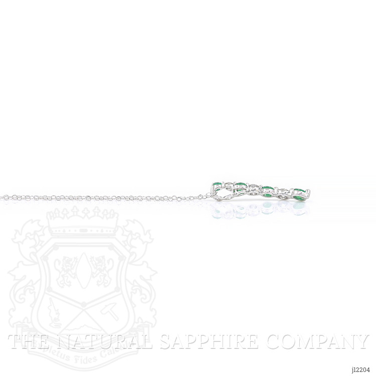0.27 Ct. Emerald and Natural Diamond Accent Stones Necklace, 14K White Gold