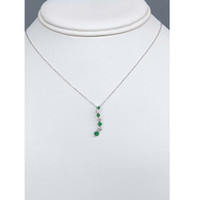 0.27 Ct. Emerald and Natural Diamond Accent Stones Necklace, 14K White Gold Life Style