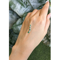 0.27 Ct. Emerald and Natural Diamond Accent Stones Necklace, 14K White Gold Life Style