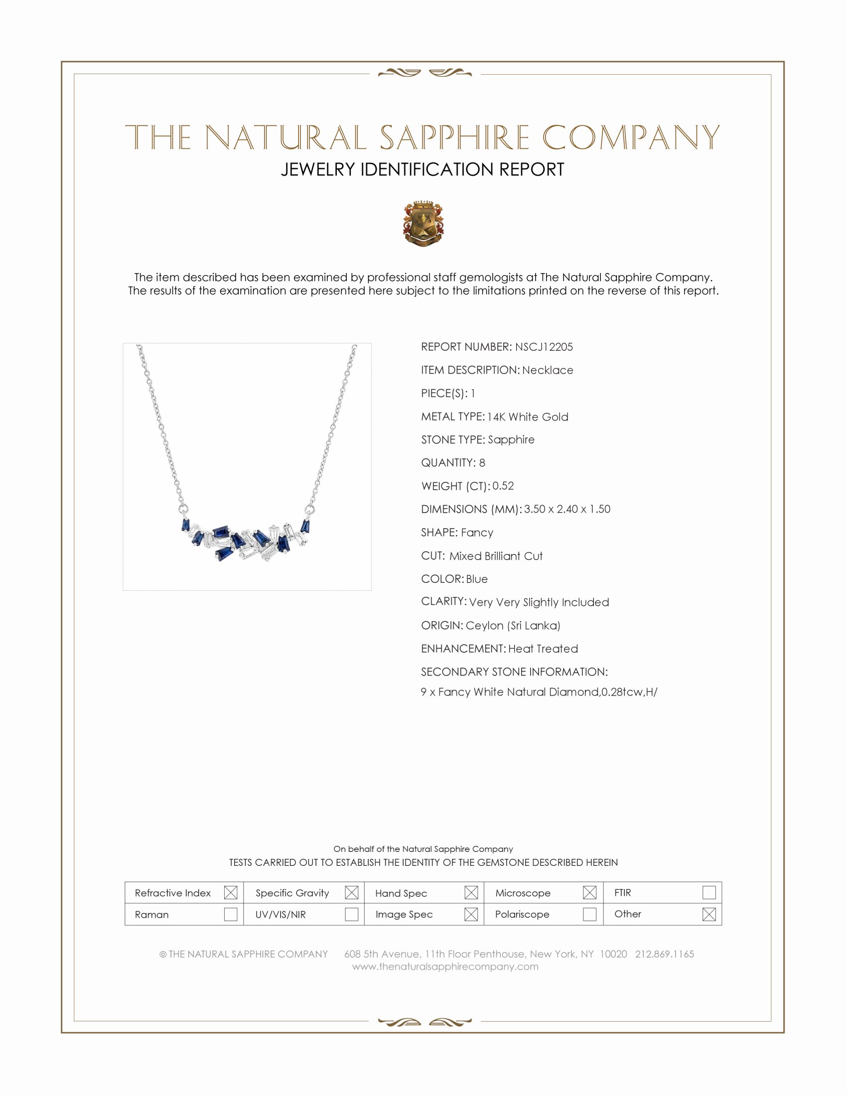 0.52 Ct. Blue Sapphire and Natural Diamond Accent Stones Necklace, 14K White Gold