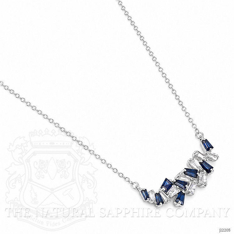 0.52 Ct. Blue Sapphire and Natural Diamond Accent Stones Necklace, 14K White Gold