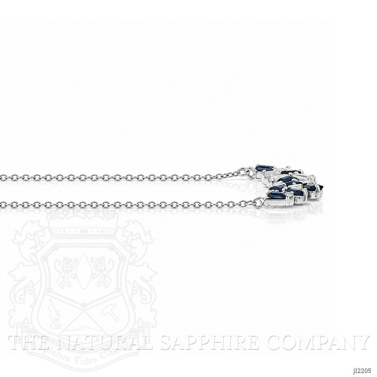 0.52 Ct. Blue Sapphire and Natural Diamond Accent Stones Necklace, 14K White Gold