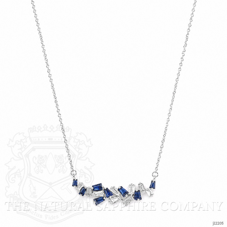 0.52 Ct. Blue Sapphire and Natural Diamond Accent Stones Necklace, 14K White Gold